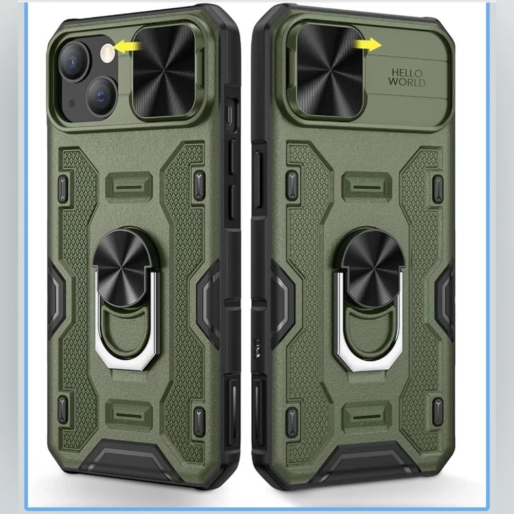 iPhone 14 Green Rugged Phone Case with Kickstand.